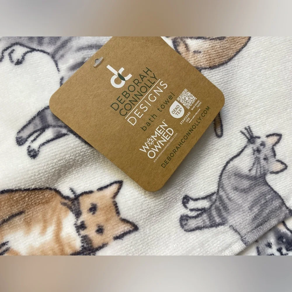 DC Designs ❤️ Cat pattern (2) Bath(2) Hand (2)Tip Towels set NWT